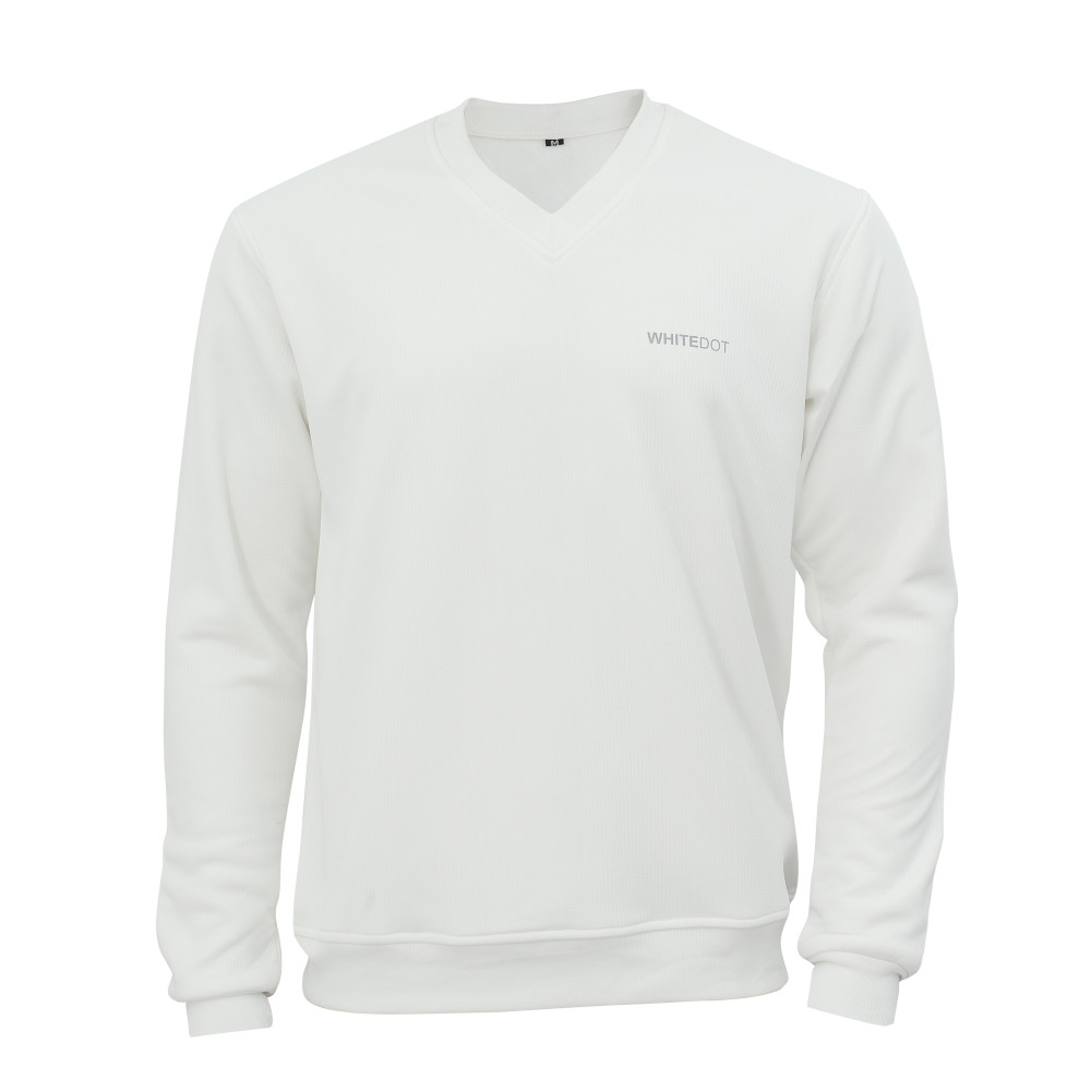 Whitedot Off White V Neck Full Sleeves Cricket Jumper